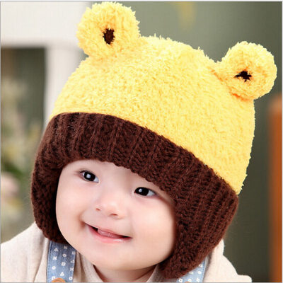 

Buebos Ninos 2015 winter New Baby Hat Korean Cute Plush Bear Earmuffs Hat Baby Kids Boys Girls Comfortable Warm Beanie Hat