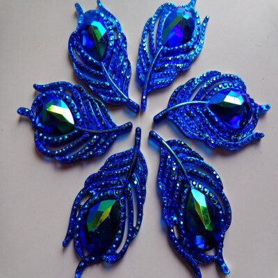 

20pcs new fashion style sew on crystal deep blue rhinestones flatback leaf shape 2550mm handsewing gem stones