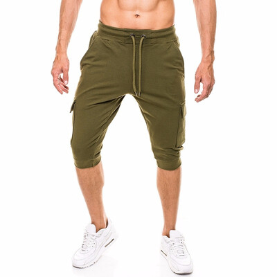 

Summer Mens Fashion Casual Shorts Elastic Waist Solid Color Outdoor Sports Shorts Youth Beach Pants