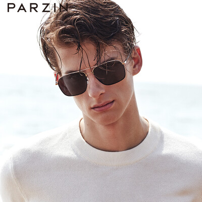 

PARZIN classic double beam fashion polarized sunglasses male texture metal driving sunglasses male 8174A silver frame black gray piece