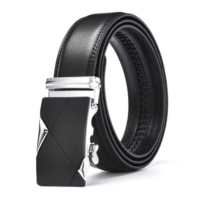 

XHtang Mens Belt Genuine Leather Automatic Buckle belt For Waistband Ratchet Strap Black Leather Belt Designer Belt For Jeans Gift