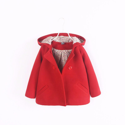 

A girls woolen coat Childrens double row button woolen jacket