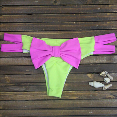 

Sexy Big Bowknot Patchwork Thong Bikini Bottom T-Back Women Swimsuit String Beachwear Swimwear Female Bathing Suit
