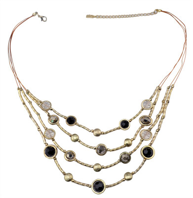 

New Fashion Gold multilayer fiber connect chain Black White beads Choker Necklace Women Jewelry