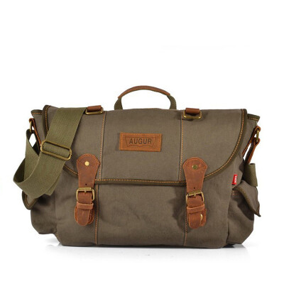 

Wholesale men's canvas bag casual shoulder bag with genuine leather fashion messenger bag male handbag briefcase