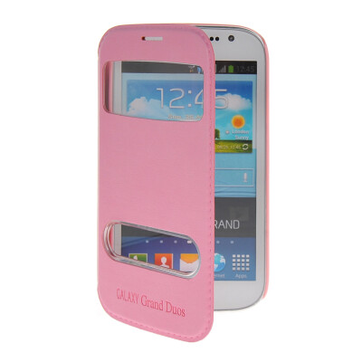 

MOONCASE View Window Leather Side Flip Pouch Stand Shell Back Case Cover for Samsung Galaxy Grand Duos i9080 i9082 Pink