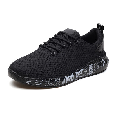 

Damaizhang Men Mesh Lace Up Sneaker Letter Print Breathable Gym Running Sport Shoes