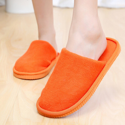 

Pure color coral-wool thickening thermal wood walls indoor&outdoor house slippers winter lovers cotton slippers