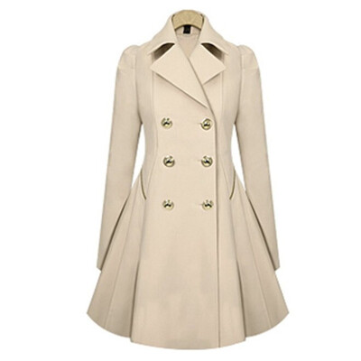 

Womens 2018 New Slim Thin Coat Long-sleeved Double-breasted Trench Coat Tops Office Lady Winter Trench Outwear