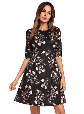 

New Spring Summer Women Plus Size Vintage Female Vestidos Retro Kleider Damen Half Sleeve Red Women Mini Dress