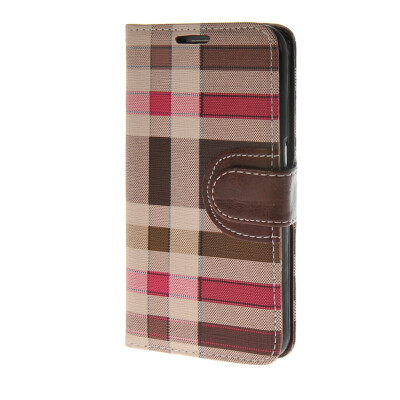 

MOONCASE Grid pattern Leather Flip Wallet Card Holder Pouch with Kickstand Back Case Cover for Samsung Galaxy S6 Brown 01