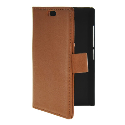 

MOONCASE Slim Leather Flip Wallet Card Pouch with Kickstand Shell Back ЧЕХОЛ ДЛЯ Nokia X2 Brown