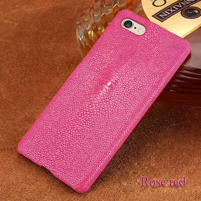 

Genuine Leather Phone Case For iPhone 6 6S Case Natural Pearl Fish Skin Back Cover For X 7 8 Plus Case