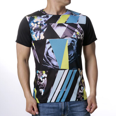 

Mens Leisure O-neck Colorful Print Pullover T-Shirts