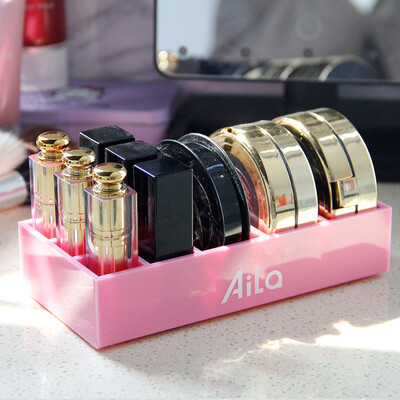 

AILA 2018 Новый дизайн Акриловый мини-макияж Организатор 9 Lattice Lipstick Лак для ногтей Puff Cake Box для дома