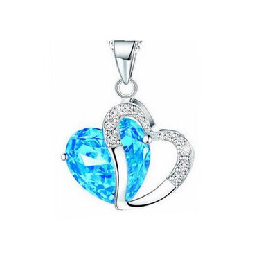 

Fashion Women Heart Crystal Rhinestone Silver Chain Pendant Necklace Cheap
