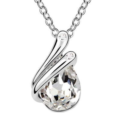 

White Gold Plated Crystal Drop Necklace Made With Crystal from Swa Elements Jewelry for Women Weddings 6286