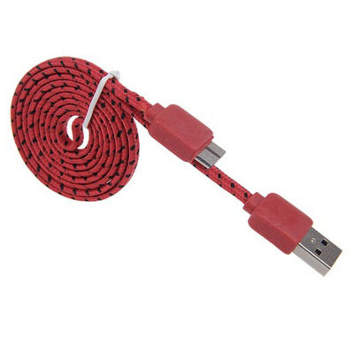 

Braided Flat Cable Micro USB 3.0 Data Sync Charging Cord For Samsung Galaxy Note 3 N9000 S5