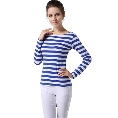 

POPBASIC Womens Long Sleeve Stripe Pattern T-Shirt Loose Casual Tops