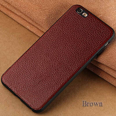 

Genuine Leather Phone Case For iPhone 6 6S Plus Case Litchi Texture Back Cover For X 7 8 Plus Case