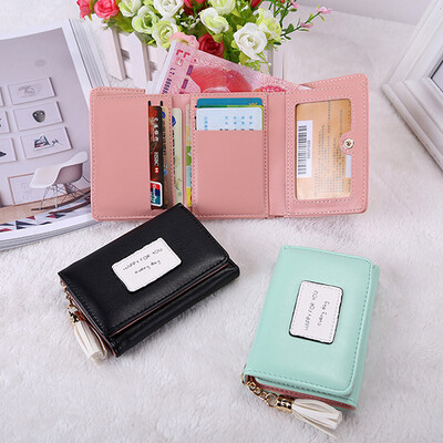 

New Fashion Womens Simple Vintage Wallet Solid Color Letters Pattern Trifold Short Purse Wallet for Girls