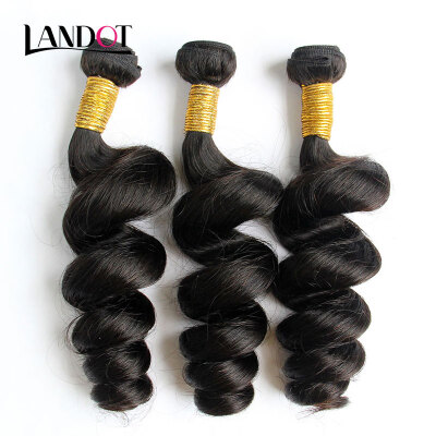 

8A Indian Loose Wave Virgin Hair 100 Human Hair Weave 3 Bundles Unprocessed Indian Loose Wavy Curly Hair Extensions Natural Black