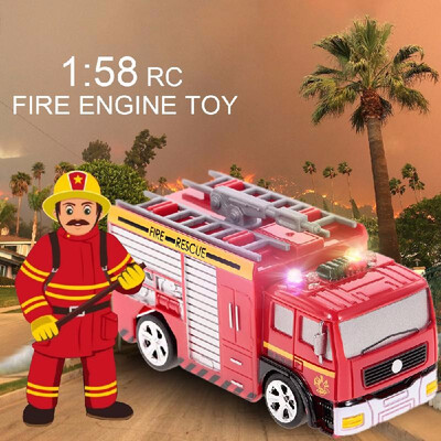 

2018 Remote Control Fire Engine Truck Toy Operated Turntable Ladder Truck Gift for Kids