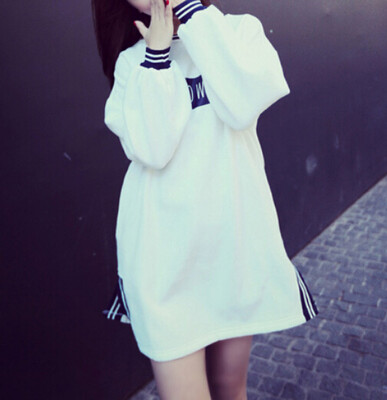 

Lovaru ™ 2015 wind easing Han Fan college leisure on both sides of the split fleece long fleece in long sleeve dress is female