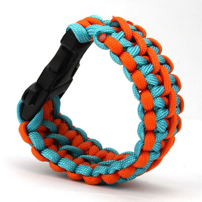 

Paracord Cord Survival Wristband Camping Hiking Bracelet Outdoor Sports Emergent LAKE BLUE AND ORANGE