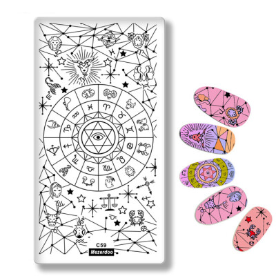 

Constellation Series Rectangle Nail Stamping Template Divination Star Fish scorpion Design Manicure Art Image Print Plate C59