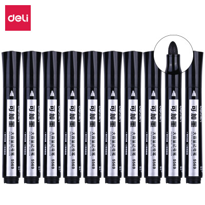 

Deli deli can add large capacity oily logistics marker pen round head black 10 box S569