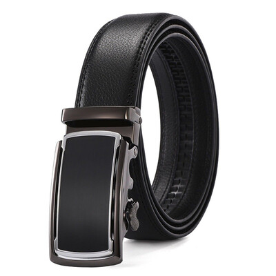

XHtang Mens Belt Genuine Leather Automatic Buckle belt For Waistband Ratchet Strap Black Leather Belt Designer Belt For Jeans Gift