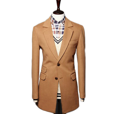 

Zogaa New Men's Wool Coat Contrast Color Collar Casual Top