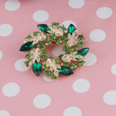 

Round Rhinestone Crystal Gold Wedding Bridal Bouquet Floral Flower Brooch Pin GREEN