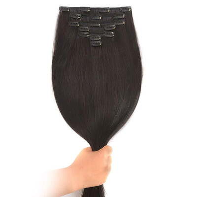 

Bhf Hair Remy Brazilian Virgin Hair Weave Clip In Straight Hair Extension 7PcsLot 120G 1B 4 613 P4613