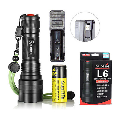 

LED Flashlight T6 10W Rechargeable 26650 Defiant Pelican Flashlighting Tactical For Camping&Hiking Gun Torch