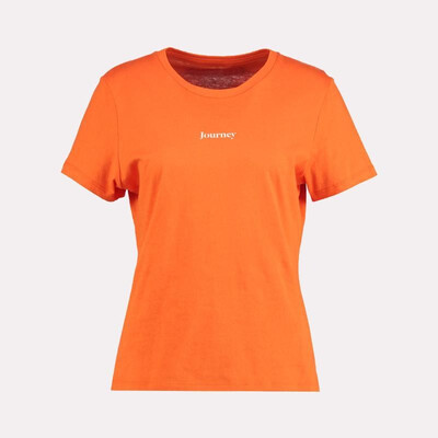 

Tissbely Cotton Journey Letter Print T-Shirt Women Easy to Collocation O Neck Short Sleeve Black White Orange Tee Tops