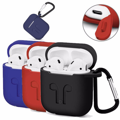 

AirPods Case with Strap Protective Silicone Cover with Carabiner Charging Case for Apple Airpods Accessories