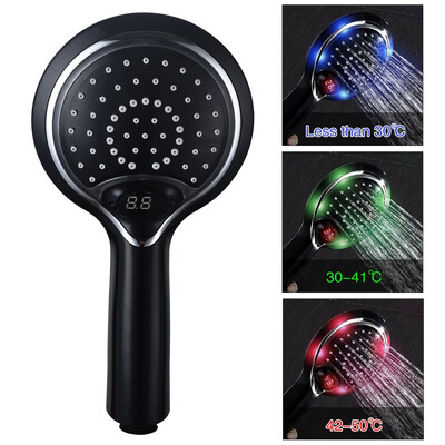 

Free shipping ABS Plastic Led handheld Shower Head with Temperature Digital Display 3 Colors Change Water Powered