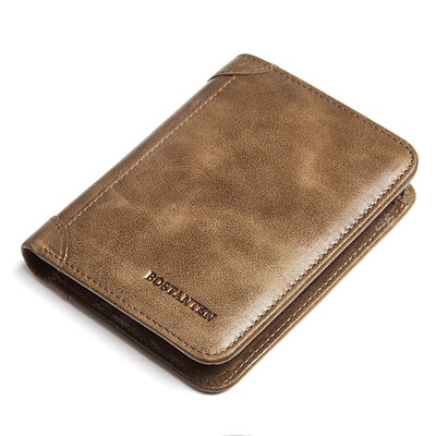 

BOSTANTEN mens wallet first layer cowhide multi-card vertical wallet mens multi-function short wallet B3172102 apricot yellow