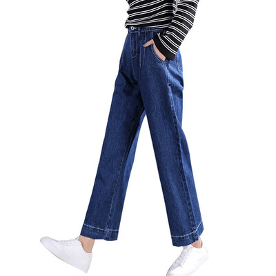 

Women 2018 Fashion Stretch Denim Pants Women Jeans Plus Size High Waist Jeans Ankle-length Wide Leg Jeans Women