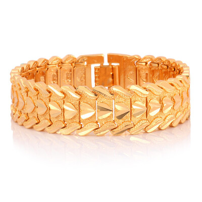 

Heart Bracelet Romantic Lovers' Jewelry 2015 Platinum/18K Gold Plated Carving Wristband 10MM 20 CM Chain Bracelet Wholesale