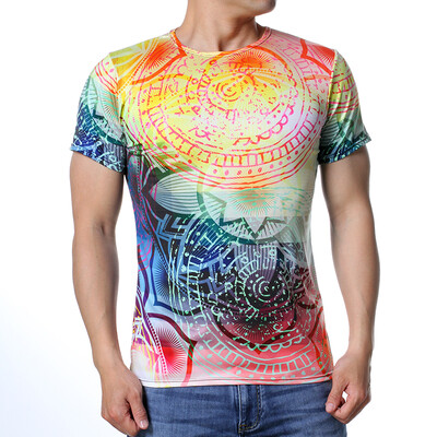 

Mens Summer Top Magic Printed Short Sleeve Shirt