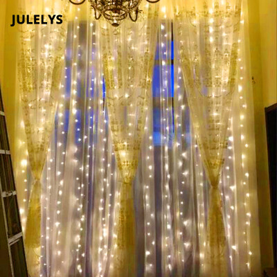 

JULELYS 8M x 15m 384 Bulbs Fairy LED Lights Decoration For Wedding Party Holiday Home Garden Garland Christmas Curtain Lights