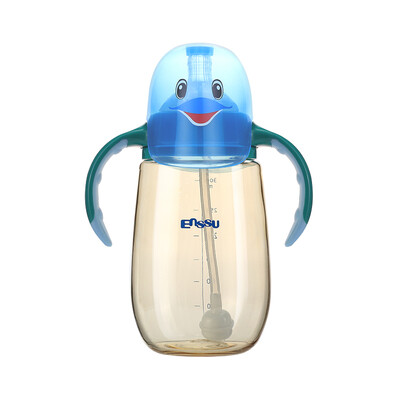 

Enssu PPSU baby learning cup childrens cup sippy cup kindergarten shatter-resistant duckbill cup with handle fun cup with gravity ball ES3118 300ml