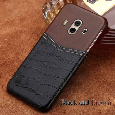 

Genuine Leather Phone Case For HUAWEI Mate 10 Case Crocodile Texture & Oil wax leather Back Cover For P9 P10 Plus Case