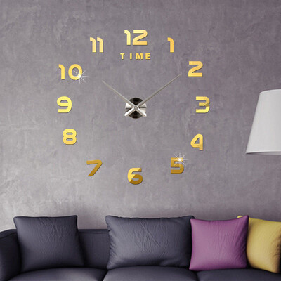 

Modern DIY 3D Surface Wall Clock Luxury Mirror Home Crystal Office Room Decor
