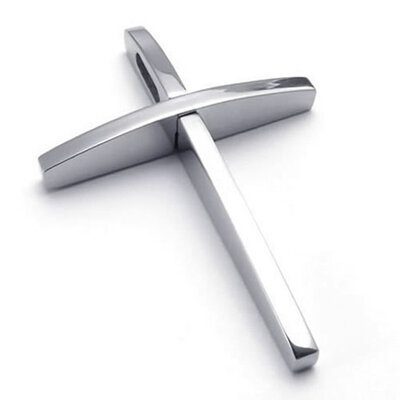 

Hpolw Mens&Womens Polished 925 Sterling silver Stainless Steel Jesus Cross Pendant Necklace18-26 inch Chain