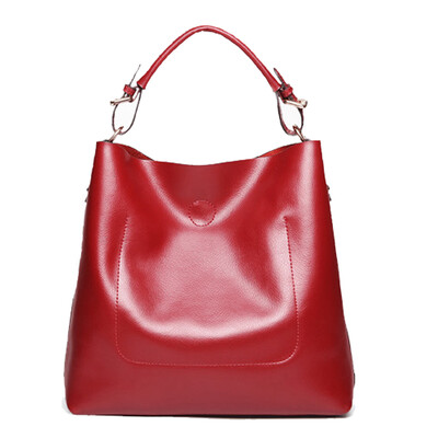 

D.jiani ™ Solid bucket female bag diagonal big bag