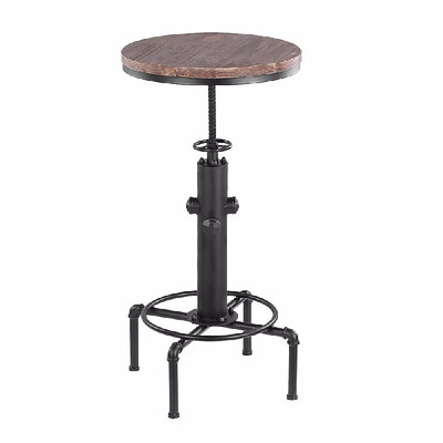 

IKayaa Pinewood Top Round Pipe Style Bar Stool Dining Table And Chair Stools Bistro Set Kitchen